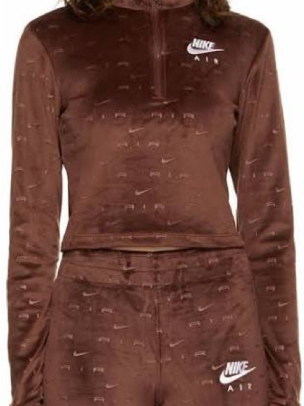 Nike Women's Brown Velvet Bomber Jacket - Picture 2 of 3